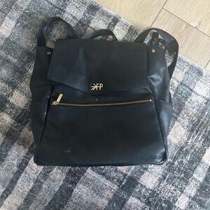 Freshly Picked black leather diaper bag backpack style